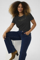 Liria Short Sleeve T-Shirt - Black Howdy Rhinestones