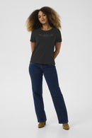 Liria Short Sleeve T-Shirt - Black Howdy Rhinestones