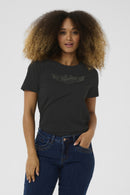 Liria Short Sleeve T-Shirt - Black Howdy Rhinestones