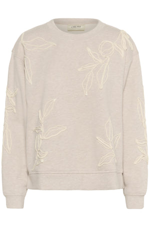 Lovisa Embroidery Sweatshirt - Oat Melange