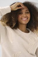 Lovisa Embroidery Sweatshirt - Oat Melange