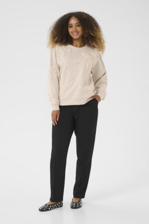Lovisa Embroidery Sweatshirt - Oat Melange