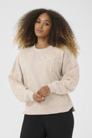 Lovisa Embroidery Sweatshirt - Oat Melange