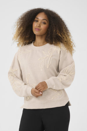 Lovisa Embroidery Sweatshirt - Oat Melange