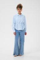 Cherissa Belted Shirt - Blue Stripe