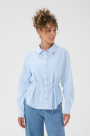 Cherissa Belted Shirt - Blue Stripe