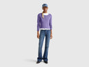 Basic Woman Round Neck Jumper - Purple