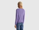 Basic Woman Round Neck Jumper - Purple