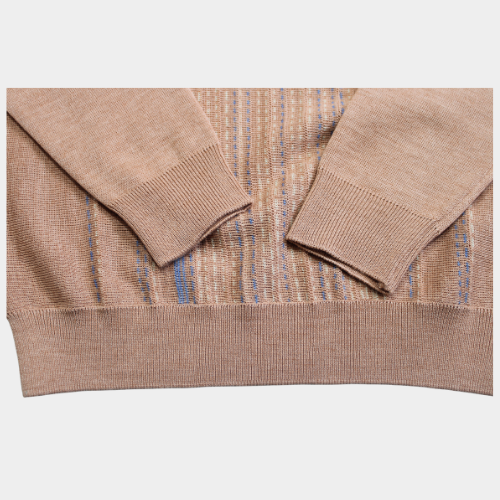 Pattern V Neck Jumper - Peach