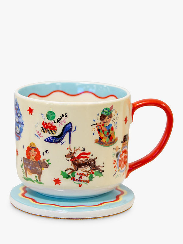 12 Days of Christmas Fine China Mug & Coaster Gift Set