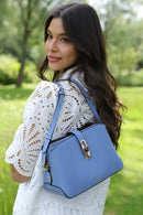 Margy Zip Top Cross Body Bag - Cornflour Blue