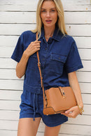 Margy Zip Top Cross Body Bag - Camel
