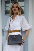 Margy Zip Top Cross Body Bag - Navy