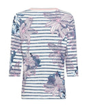 Back In Bloom Print Stripe T-Shirt - Ink Blue