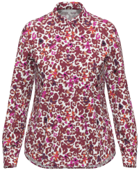 Long Sleeve Print Blouse - Bordeaux