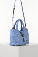Suky Medium Woven Cross Body Bag - Cornflour Blue