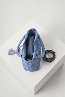 Suky Medium Woven Cross Body Bag - Cornflour Blue