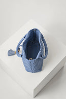 Suky Medium Woven Cross Body Bag - Cornflour Blue