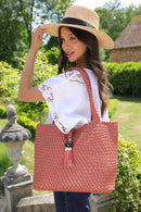 Saskia Large Woven Tote - Tuscan Blush