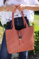 Saskia Large Woven Tote - Tuscan Blush
