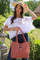 Saskia Large Woven Tote - Tuscan Blush
