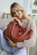 Saskia Large Woven Tote - Tuscan Blush