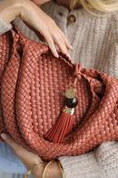 Saskia Large Woven Tote - Tuscan Blush