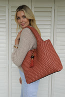 Saskia Large Woven Tote - Tuscan Blush