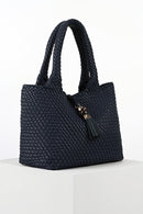 Saskia Large Woven Tote - Navy