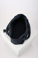 Saskia Large Woven Tote - Navy