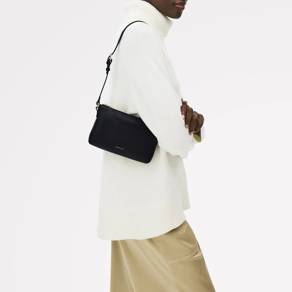 Pockets Mini Ziptop Shoulder Bag - Black