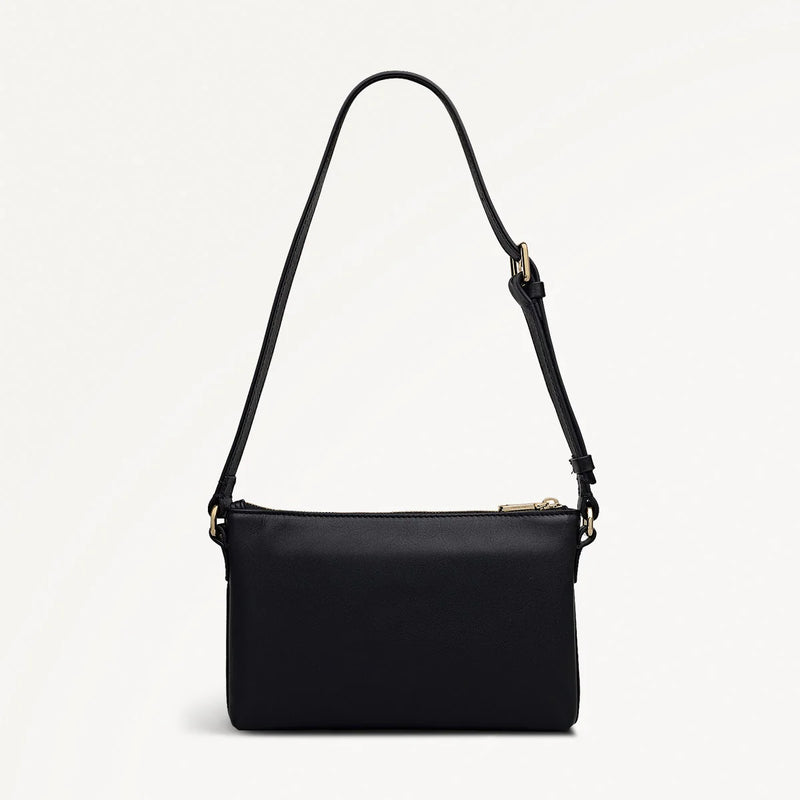 Pockets Mini Ziptop Shoulder Bag - Black
