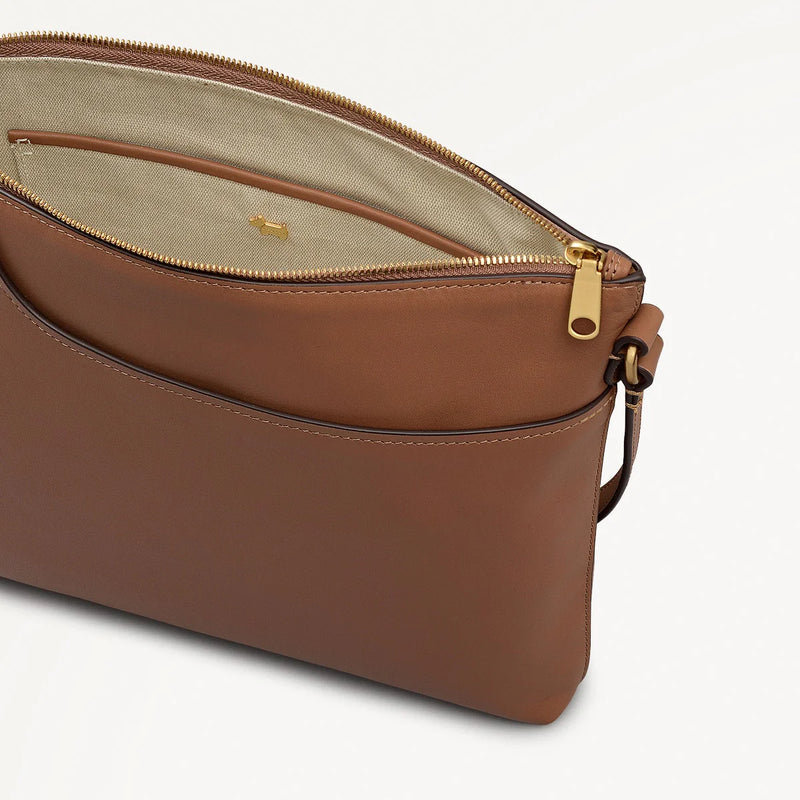 Pockets Large Ziptop Crossbody - Saddle