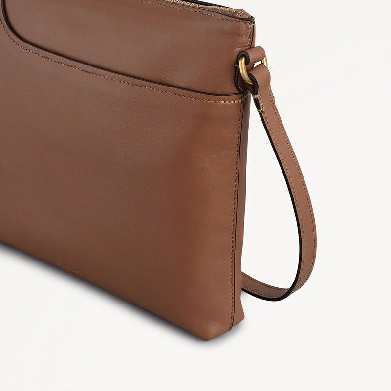 Pockets Large Ziptop Crossbody - Saddle