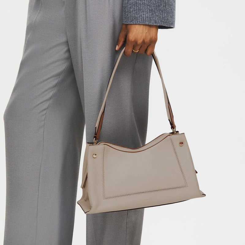 Medium Ziptop Shoulder bag - Porcini