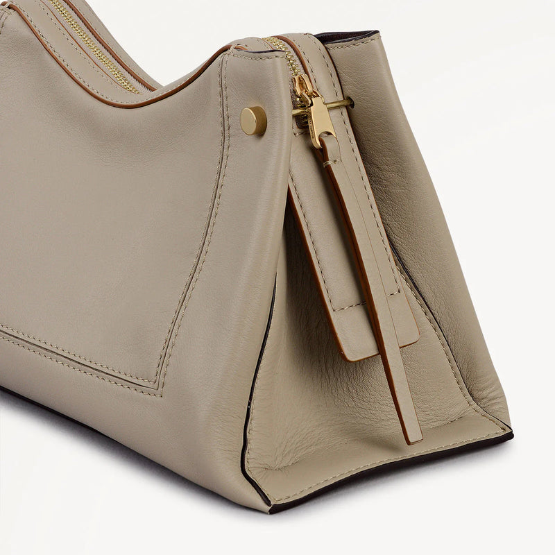 Medium Ziptop Shoulder bag - Porcini