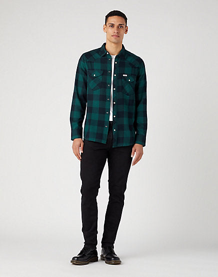 Long Sleeve Western Shirt - Dark Matcha