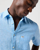 Short Sleeve 1 Pocket Shirt - Pacific Blue