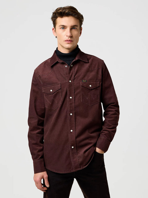 Western Cord Shirt - Mahogany