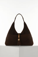 Pandora Suede Hobo Bag - Chocolate