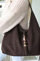 Pandora Suede Hobo Bag - Chocolate