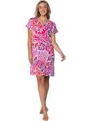 Cut Sleeve Nightdress - Dark Pink