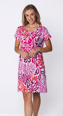 Cut Sleeve Nightdress - Dark Pink