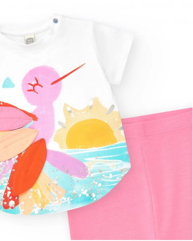 Jersey T-Shirt + Bikers Leggings - White