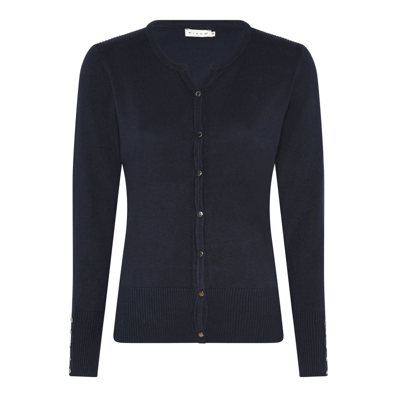 Buttoned Plain Cardigan - Navy