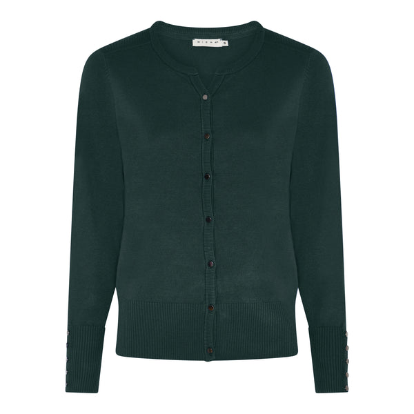 Buttoned Plain Cardigan - Dark Green