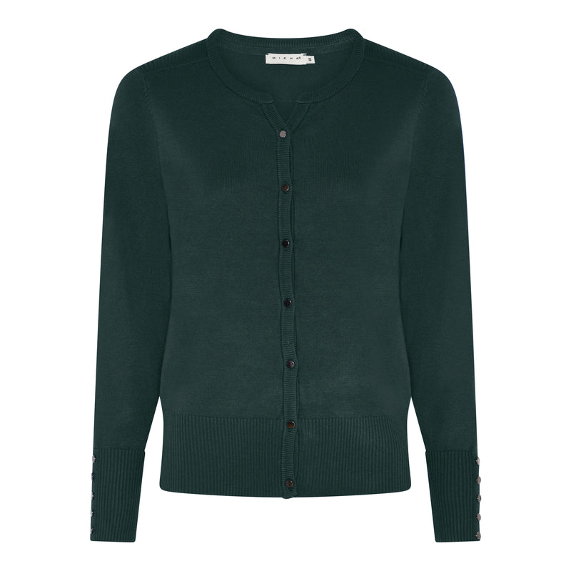 Buttoned Plain Cardigan - Dark Green