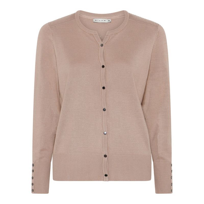 Buttoned Plain Cardigan - Camel