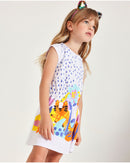 Retro Rainbow Dress - White