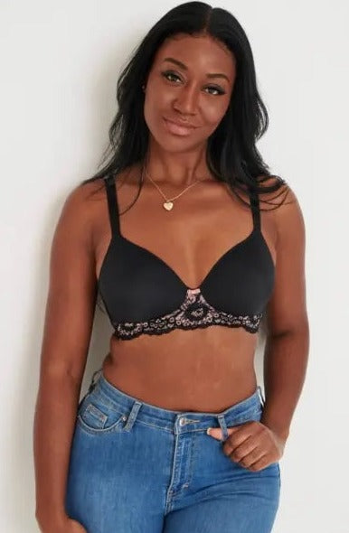 Opulence T-Shirt Non Wired Bra - Black/pink